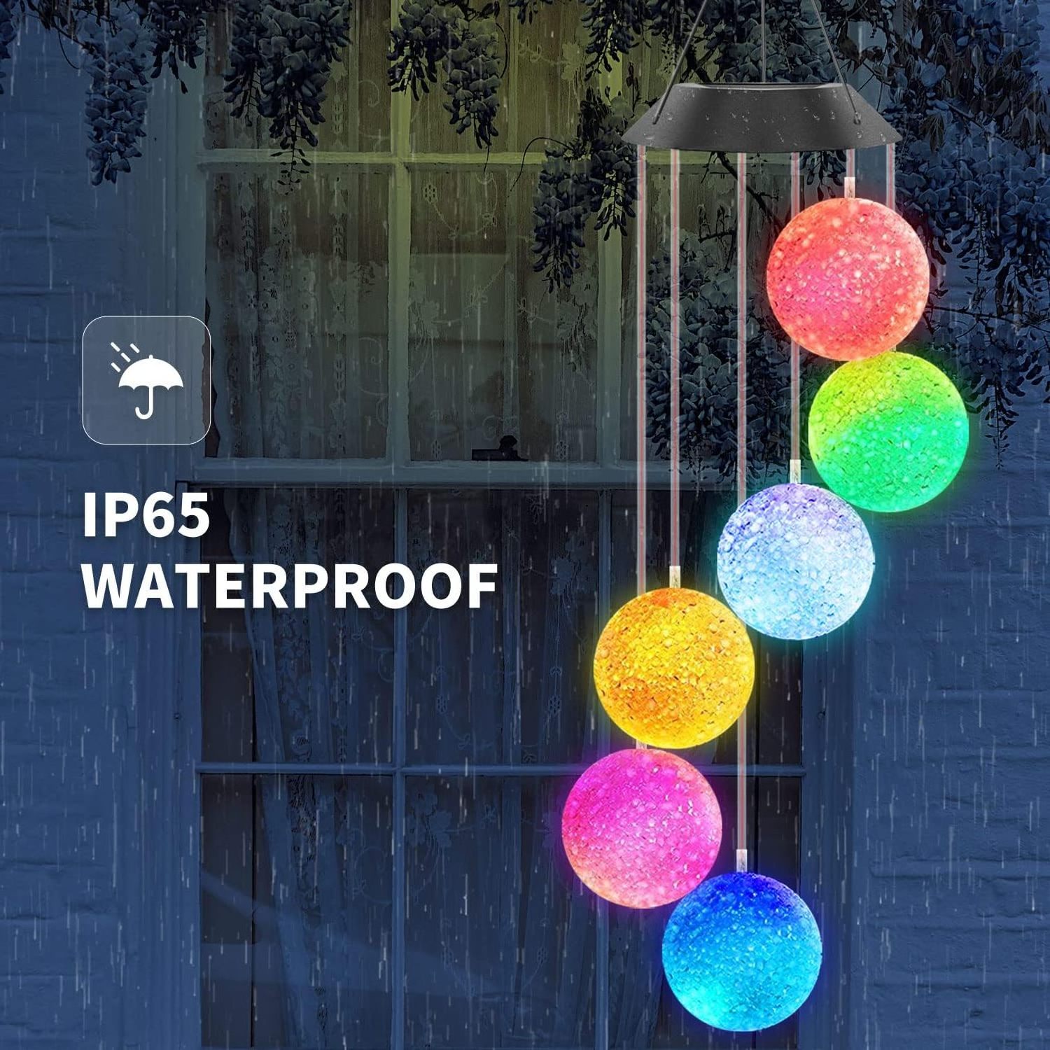 Solar Chimes light Ball Wedding Wind Chime garden lights Acrylic Hanging LED Solar Wind Chime Lights for Home Decor