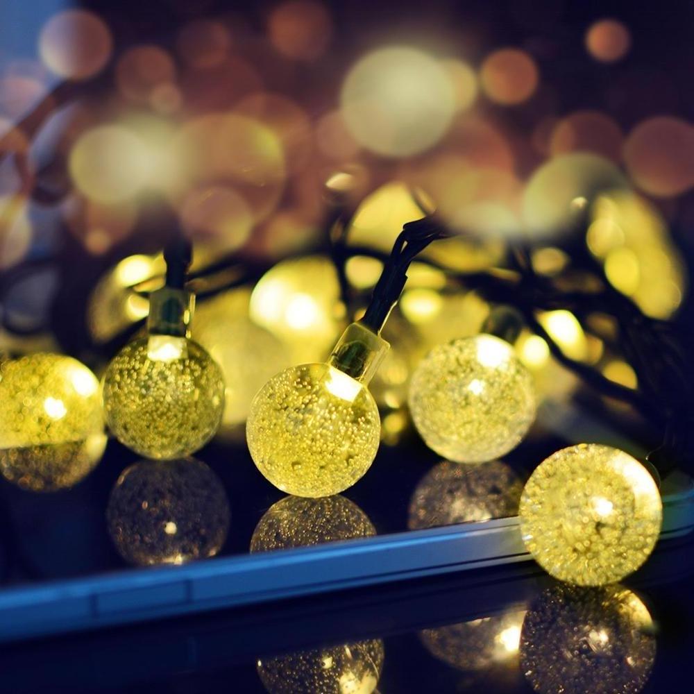 Solar Outdoor String Lights Clear Crystal Ball Bright White LED Decoration Strings for Holiday Party Outdoor Garden crystal ball