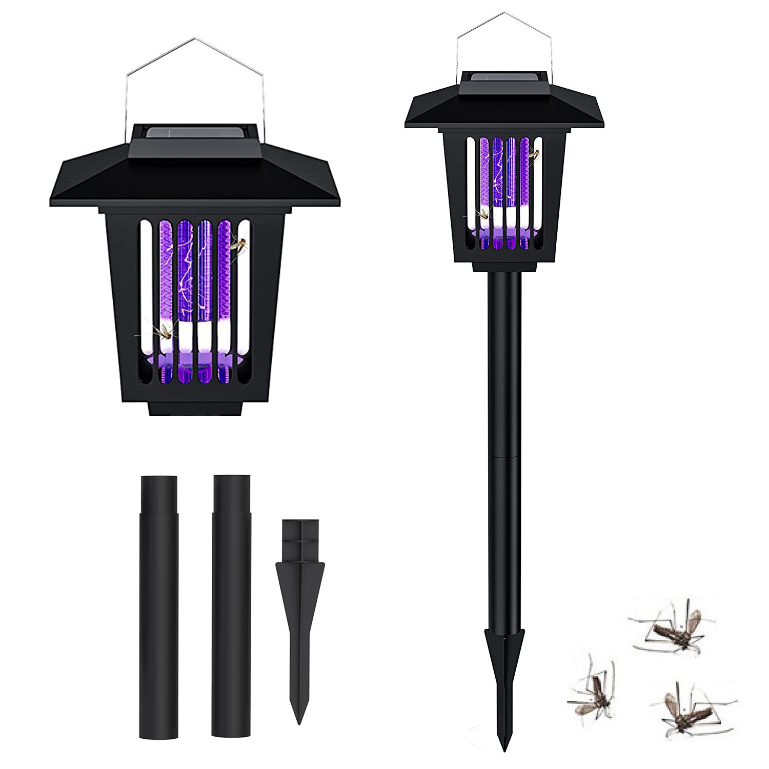 LED solar Mosquito Killer White UV LED solar garden outdoor Bug Zapper waterproof hanging mosquito killer lantern for cmping