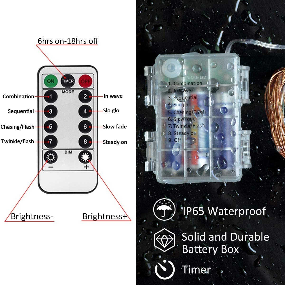 Factory 8modes Remote Twinkle Star 200 Led 66 Ft Copper String Lights Warm Diy Led Battery Micro Wire Copper Fairy String Lights