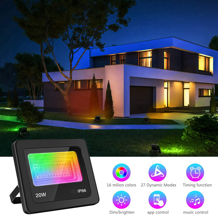 US Plug APP Control only 30W super bright indoor outdoor uprights waterproof RGB flood decorative lighting