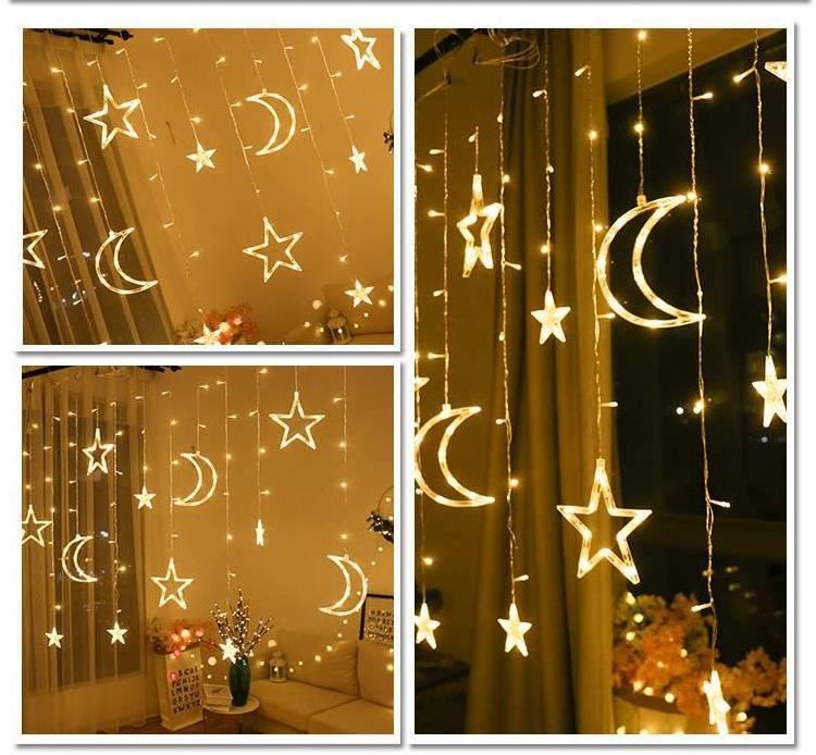 Ramadan 138leds Led Curtain Lights 110V 220V Star Led Christmas Lights USB Power Christmas Lights Decoration