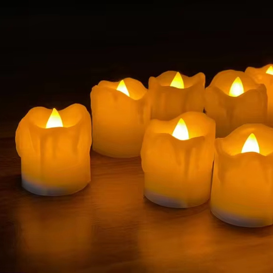 12 Pack Flash Mode Small Tea LED Lights Cr2032 Battery Operated LED Tea Light D36*H30 Tealight Candles for Party Wedding Decor