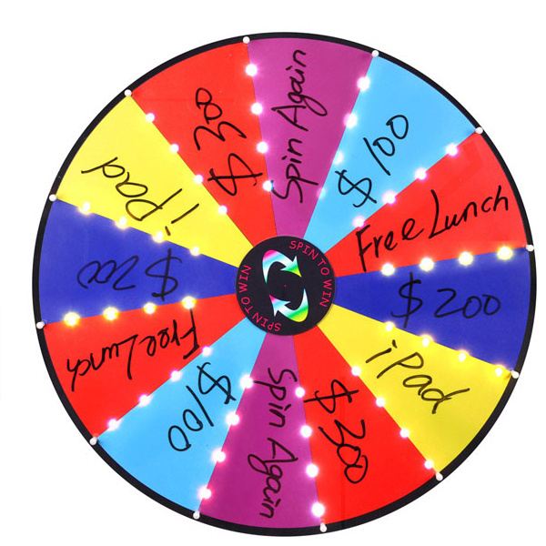 Metal prize lucky draw wheel LED spin to win wheel of fortune