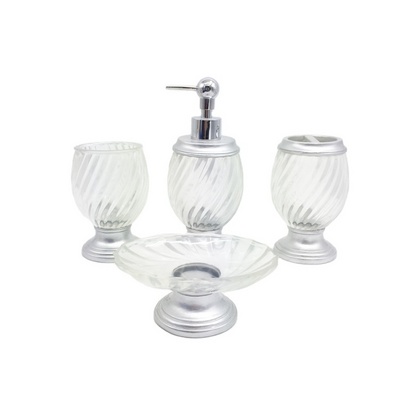 Glass Look Clear Resin Bathroom Accessory Set,Soap Dispenser Pump,Soap Dish,Tumbler