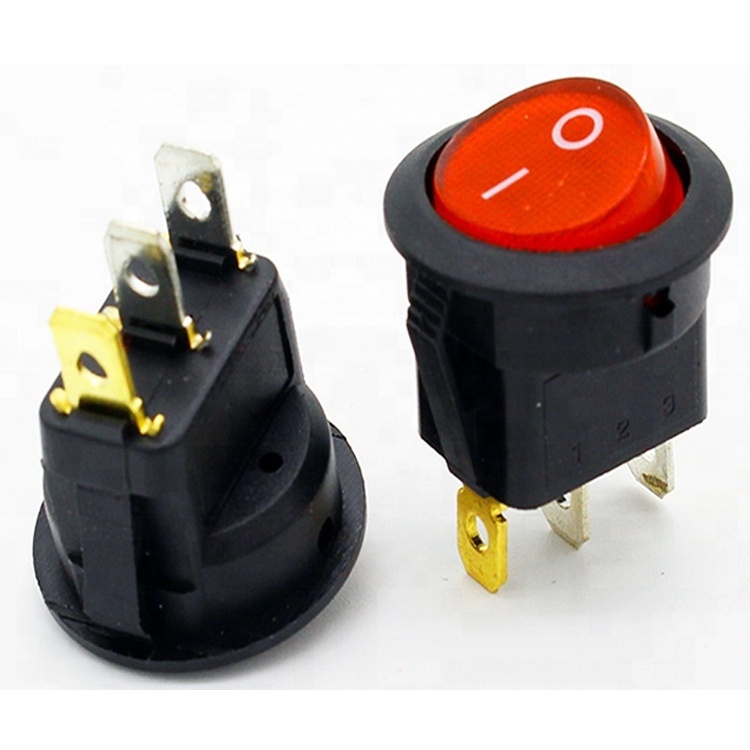 3 position on off on red button round  round panel automotive rocker switch