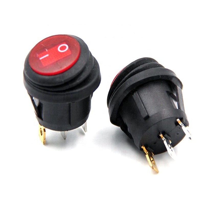 3 position on off on red button round  round panel automotive rocker switch