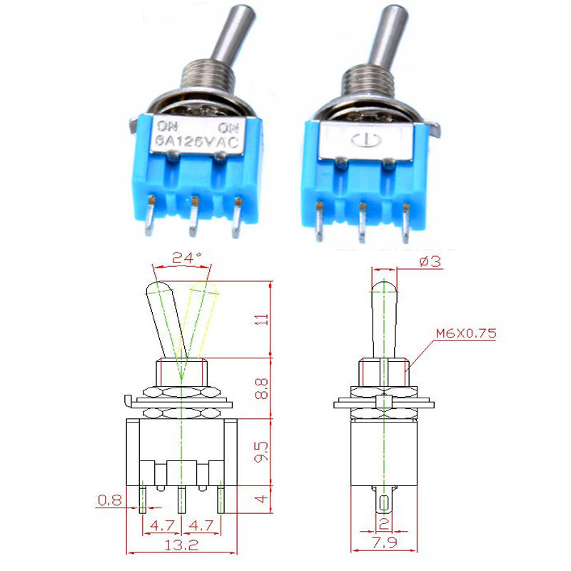 3 pin on off 12vole waterproof toggle switch