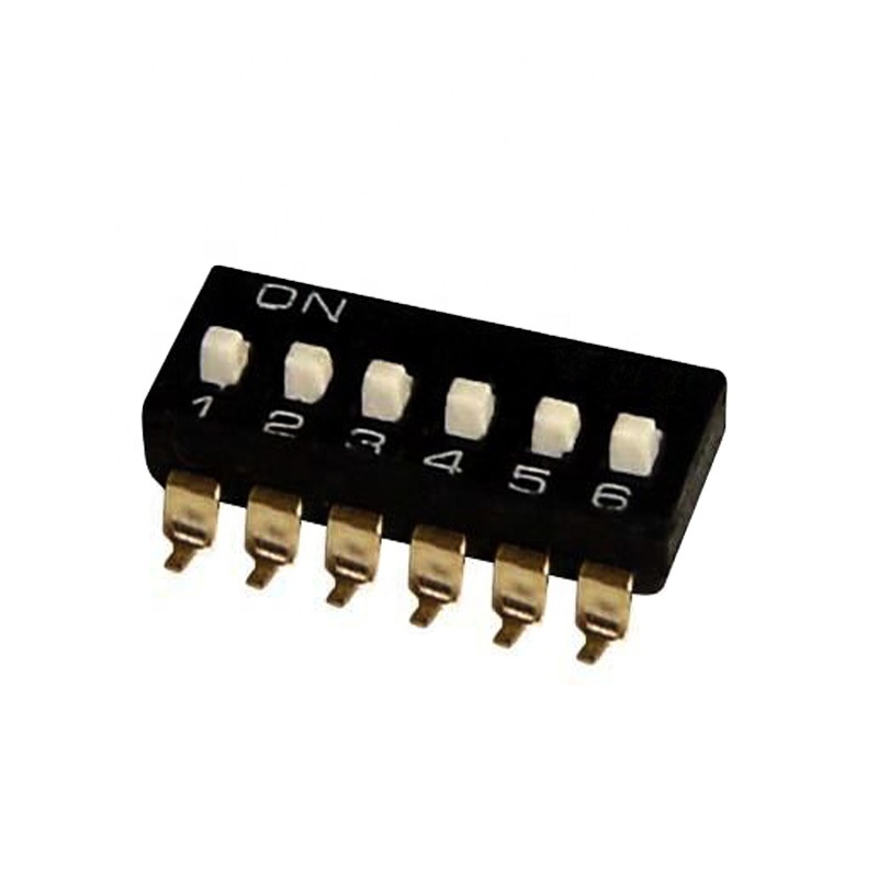 low profile type 8 way dip switch with flat actuator