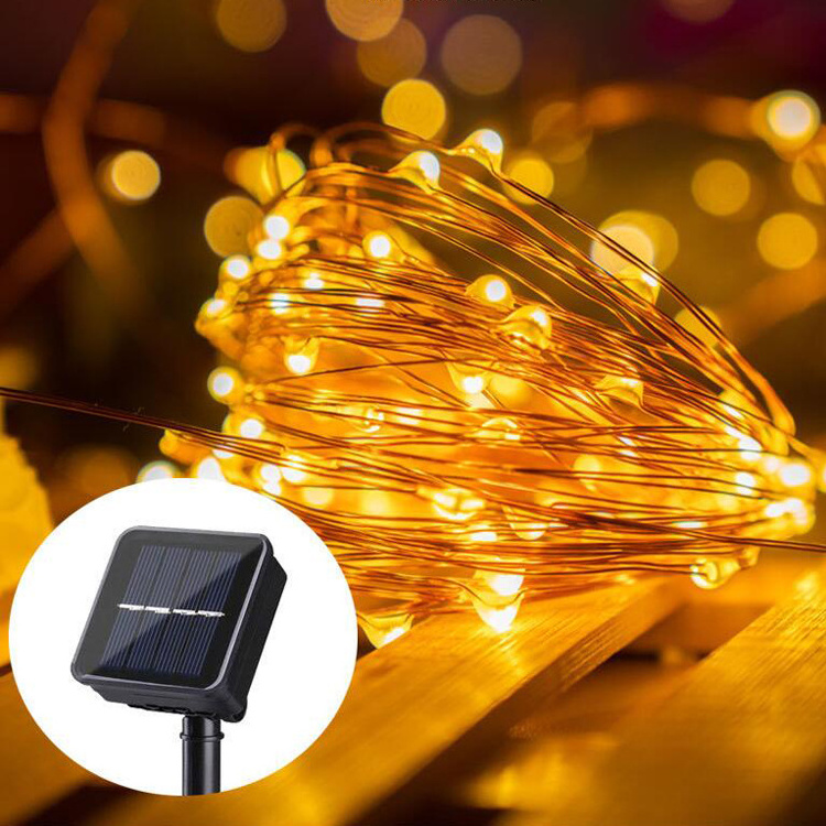 Waterproof outdoor solar box copper wire led lamp string light solar powered christmas fairy string lights