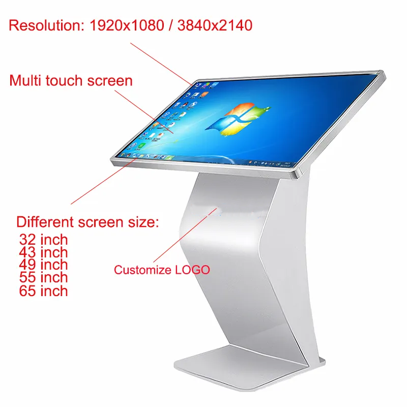 Lcd Screen Stand Interactive Advertising Totem Touch Information Kiosk