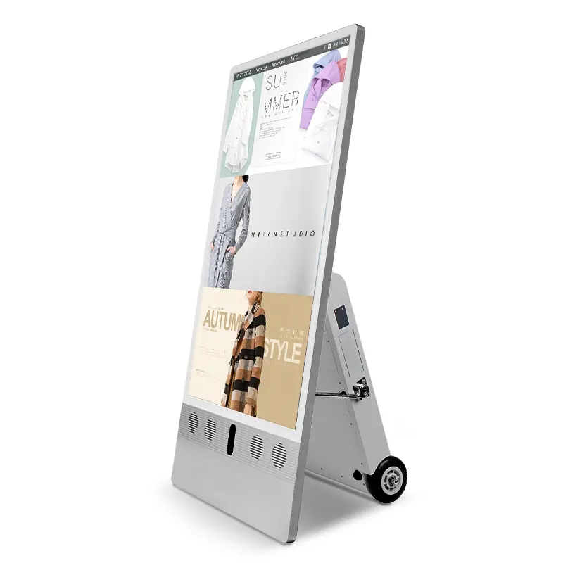 1500 Nits Semi-door 43 Inch Battery Powered Portable Digital Poster Outdoor Movable Totem Battery Powered Lcd Digital Signage