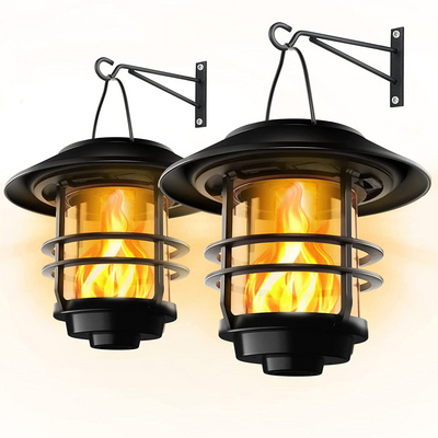 2pack Flickering Solar Flame Light Garden,Outdoor Waterproof Solar Wall Lantern