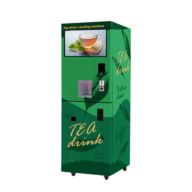 Smart Fully Automatic Self Cup Tea Vending Machine Premix Commercial SDK Carbon Steel Case with Tempered Glass