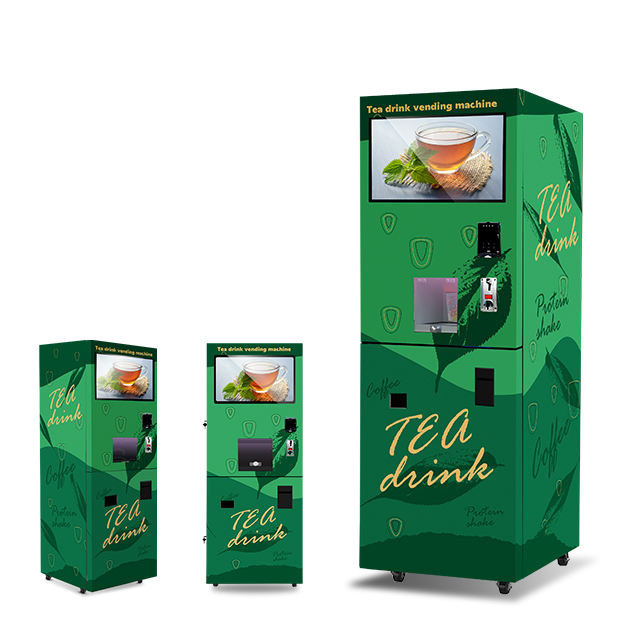 Smart Fully Automatic Self Cup Tea Vending Machine Premix Commercial SDK Carbon Steel Case with Tempered Glass