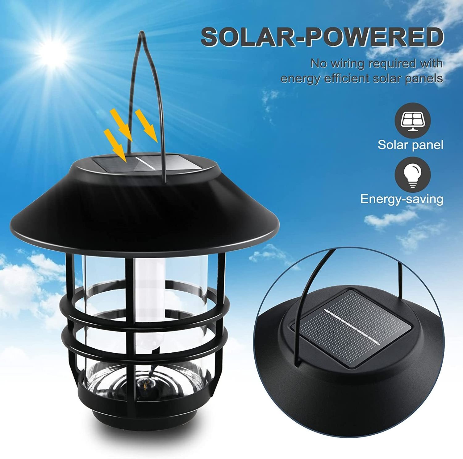 2pack Flickering Solar Flame Light Garden,Outdoor Waterproof Solar Wall Lantern