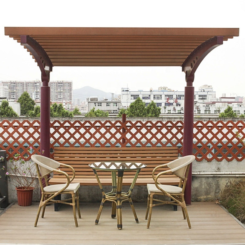 Hot Sale Custom Outdoor Pergola Pavilion Hot Dip Galvanized Steel Pole HDPE Plastic Slats Tube Garden Wood Gazebo