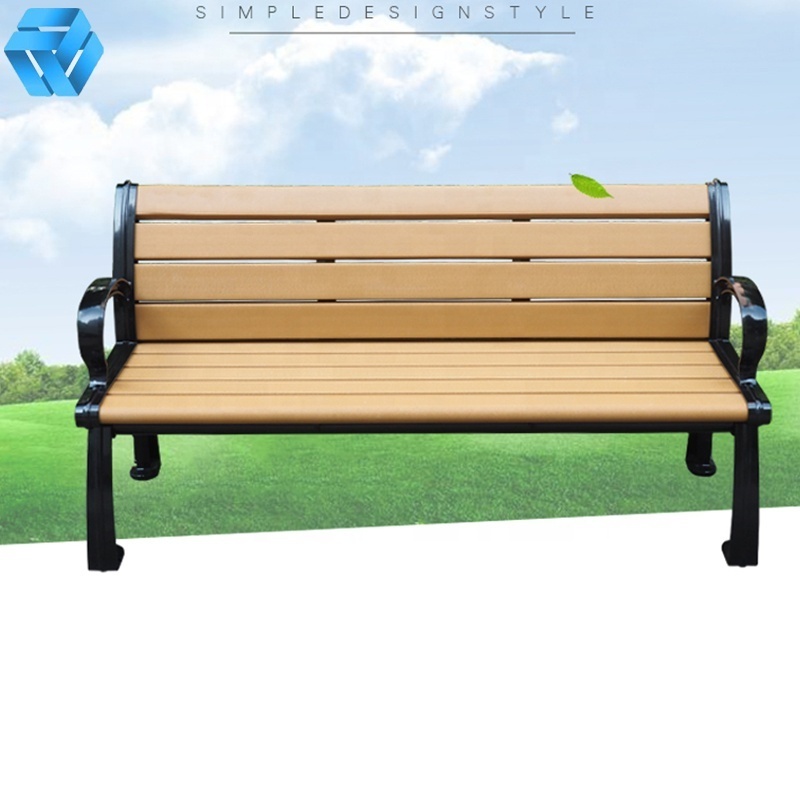 Outdoor Bench Garden Furniture Rustic Outdoor Commercial Park Bench Seat Wood Plastic Composite Chinese Public Bench Chair