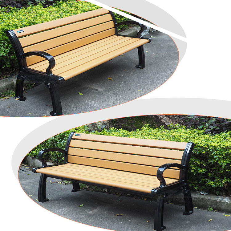 Outdoor Bench Garden Furniture Rustic Outdoor Commercial Park Bench Seat Wood Plastic Composite Chinese Public Bench Chair