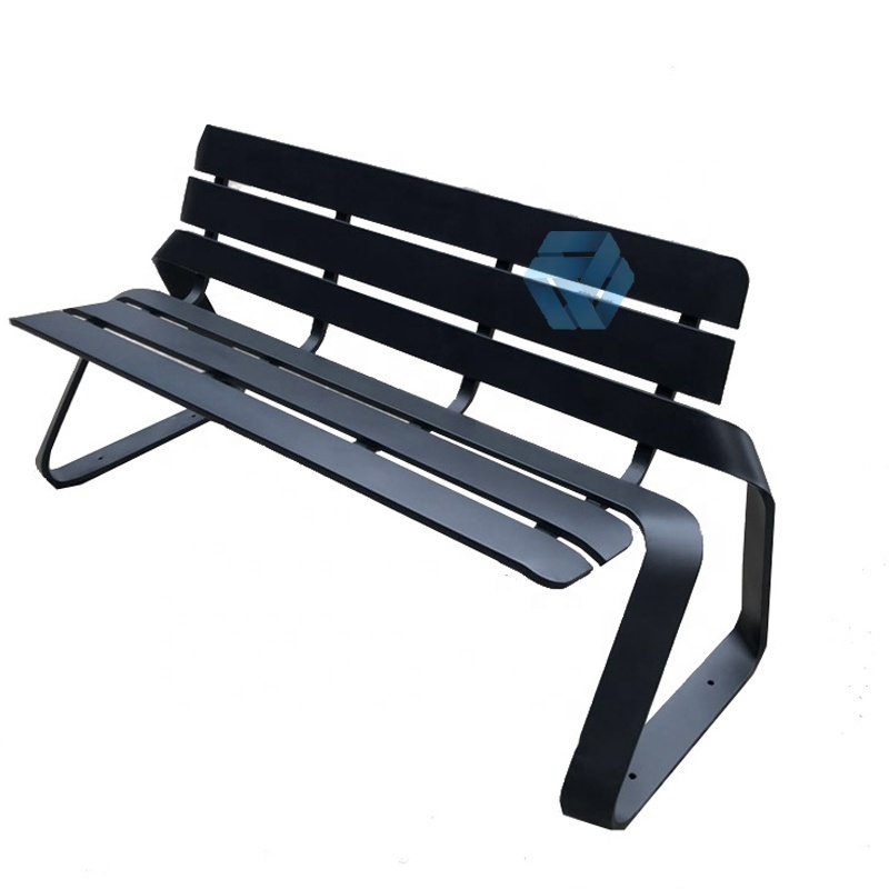 HYX Outdoor Garden Park Waterproof Stainless Steel Wooden Patio Long Benches Seat with Back Rest