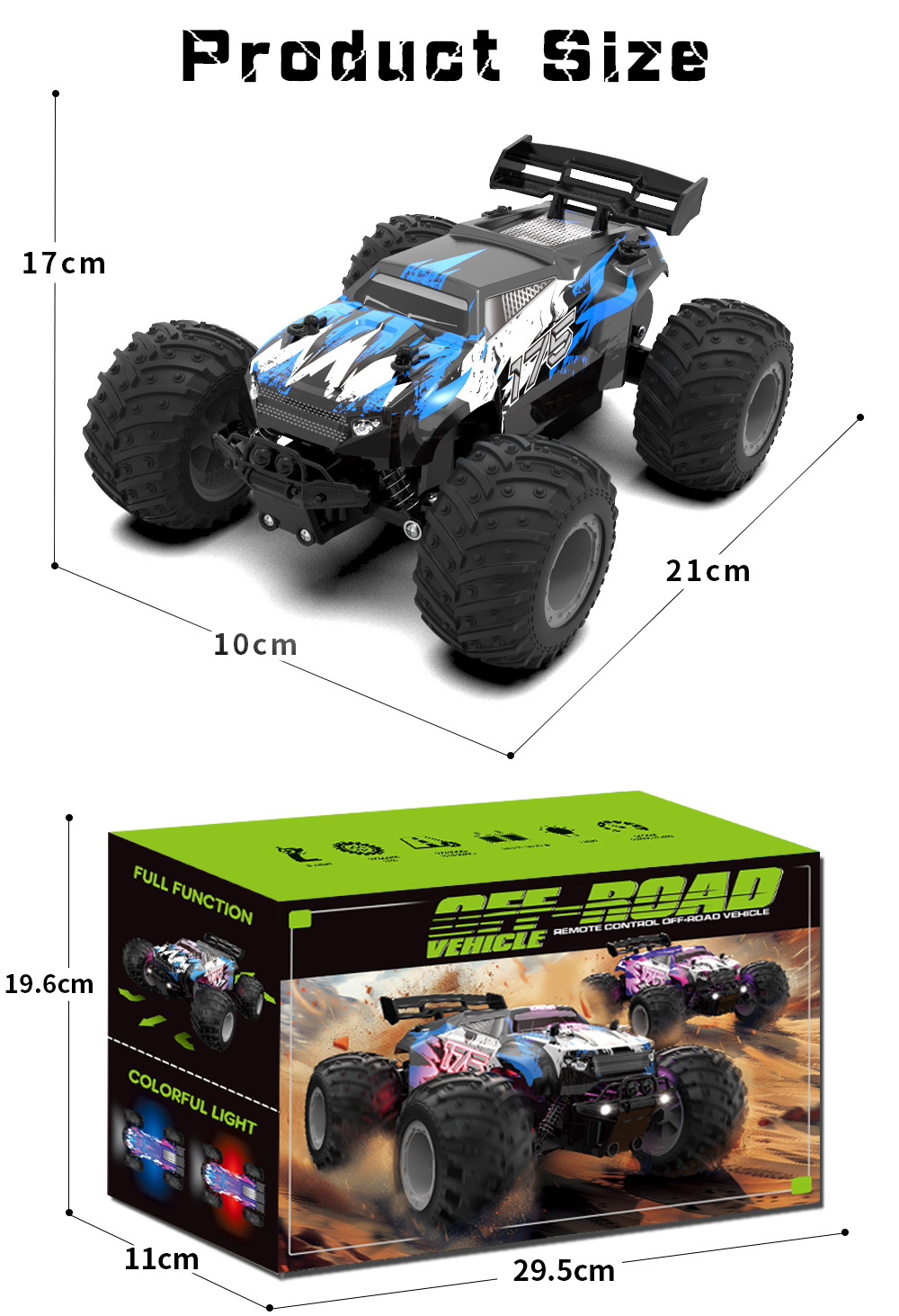 JJRC Q175 RC Cars 1:18 Big Wheel 2.4GHz 2WD Monster Truck All Terrain Remote Control Toys 20KM/H High Speed RC Racing Car