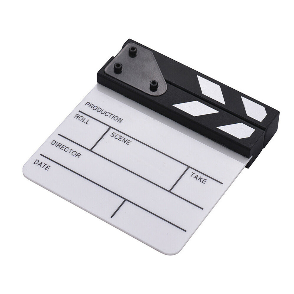 HOSHI Movie Film Clap Board, Hollywood Clapper Board Wooden Director's Film Movie Clapboard Accessory with Black & White