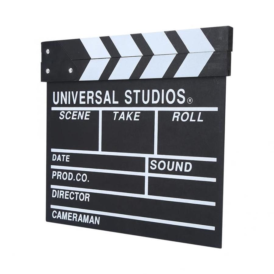 HOSHI Movie Film Clap Board, Hollywood Clapper Board Wooden Director's Film Movie Clapboard Accessory with Black & White