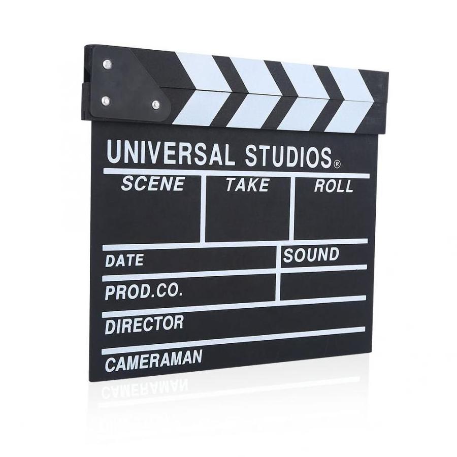 HOSHI Movie Film Clap Board, Hollywood Clapper Board Wooden Director's Film Movie Clapboard Accessory with Black & White