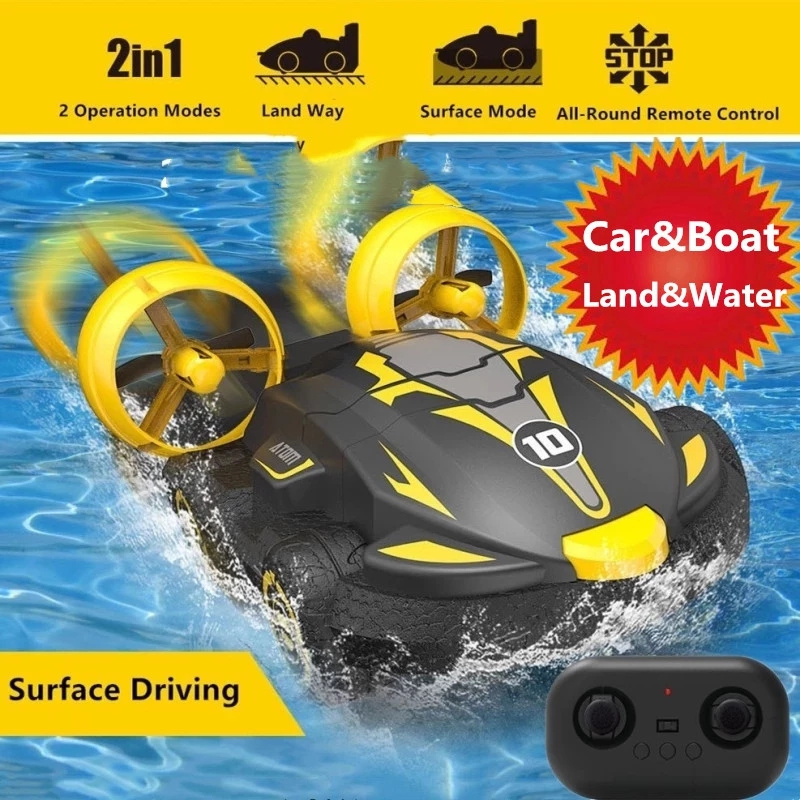 2022 HOSHI  C1 RC Car 2.4G Water & Land 2 IN 1 Amphibious Drift Car Remote Control Hovercraft High Speed Boat RC Stunt Car