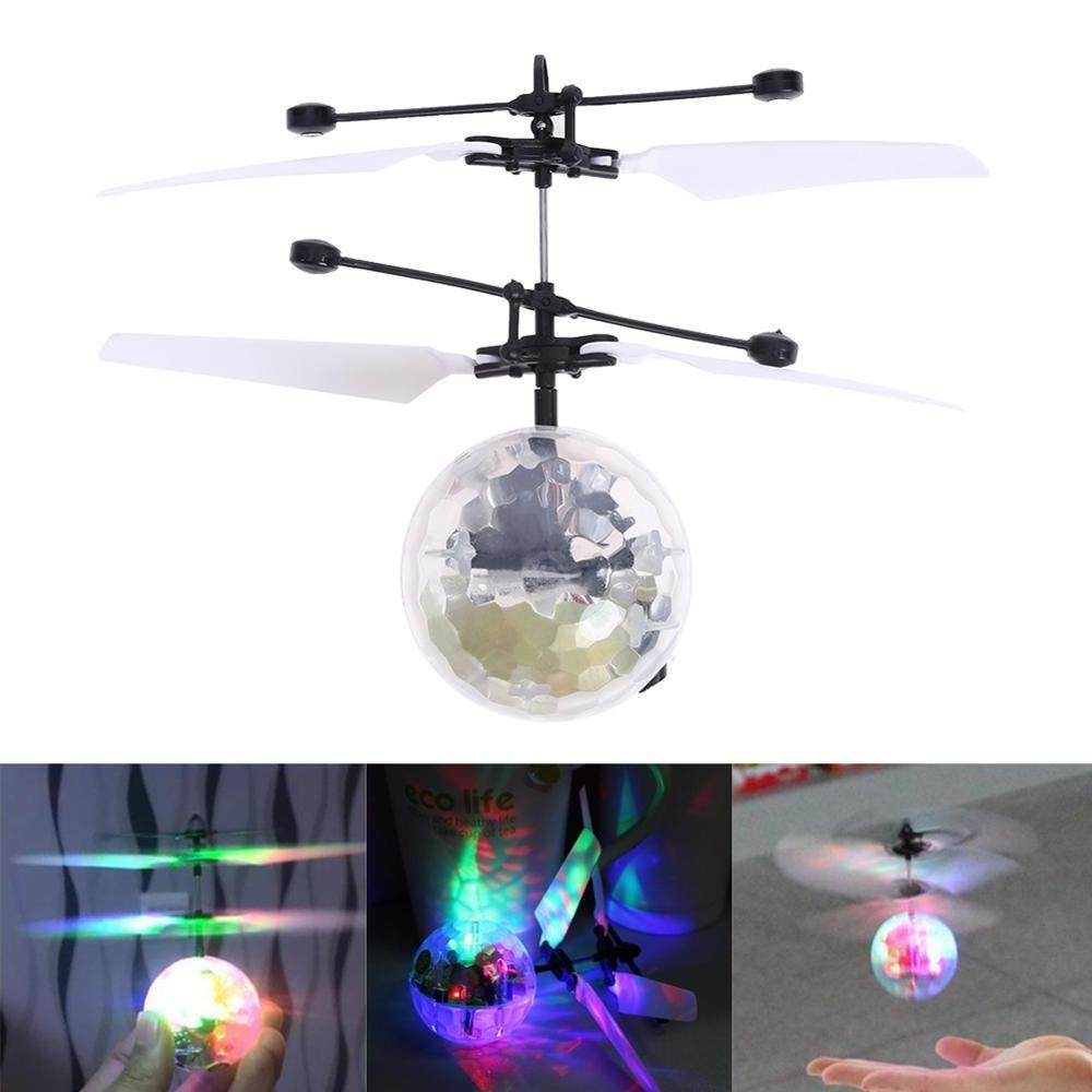 Kids Novelty Toys Induction Magic Music Flying Ball Colorful Flashing RC Aircraft Glittering Crystal Ball