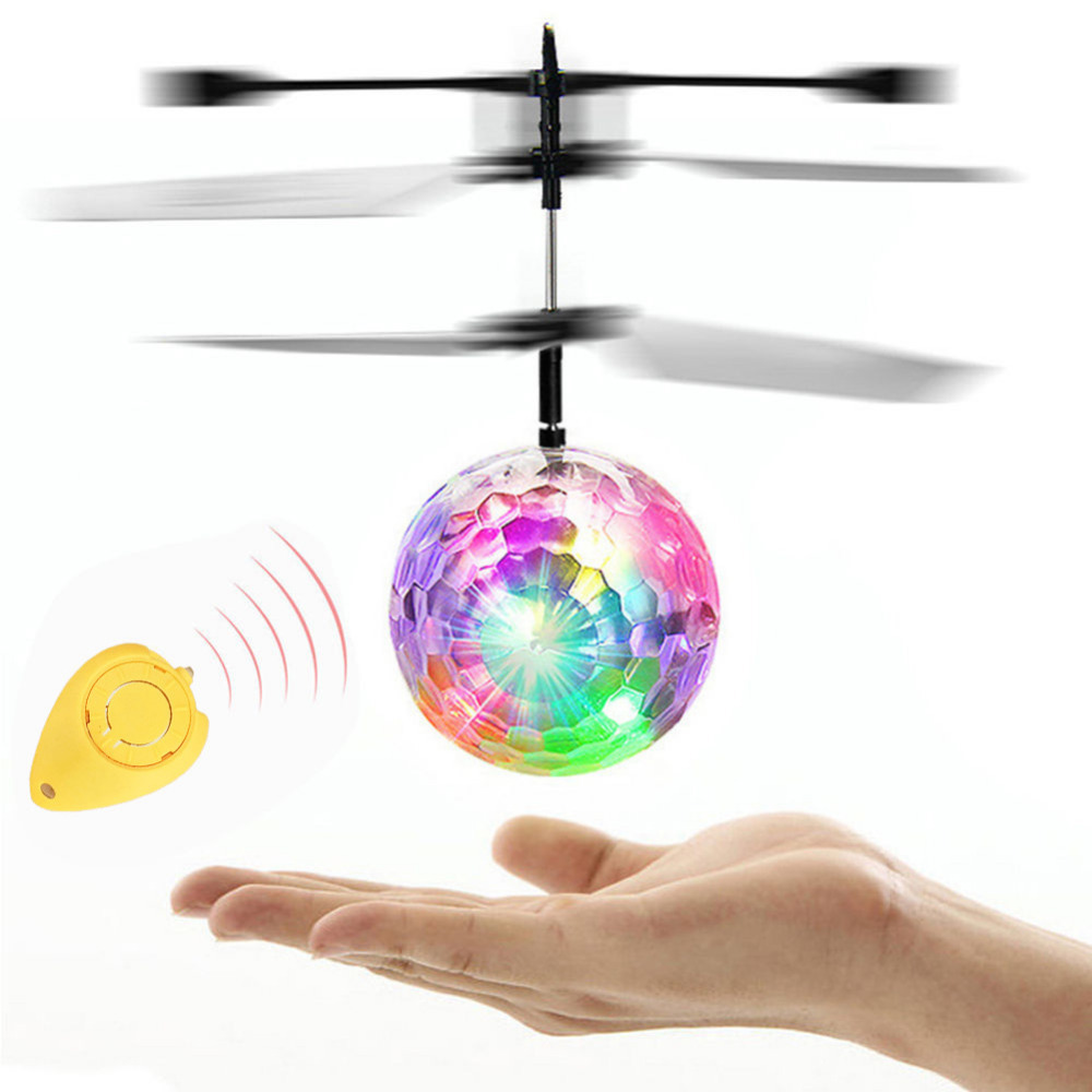 Kids Novelty Toys Induction Magic Music Flying Ball Colorful Flashing RC Aircraft Glittering Crystal Ball