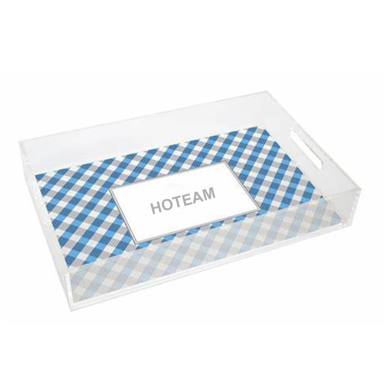 Transparent Acrylic Serving Tray with Inserted Printing Paper