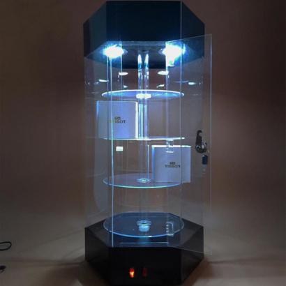 Rotating Multi-tiered Acrylic LED Lighting Jewelry Display Case