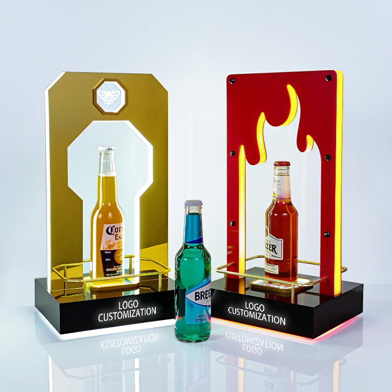 Single Bottle  LED Wine Bottle Presenter Acrylic LED Wine Bottle Glorifier Display