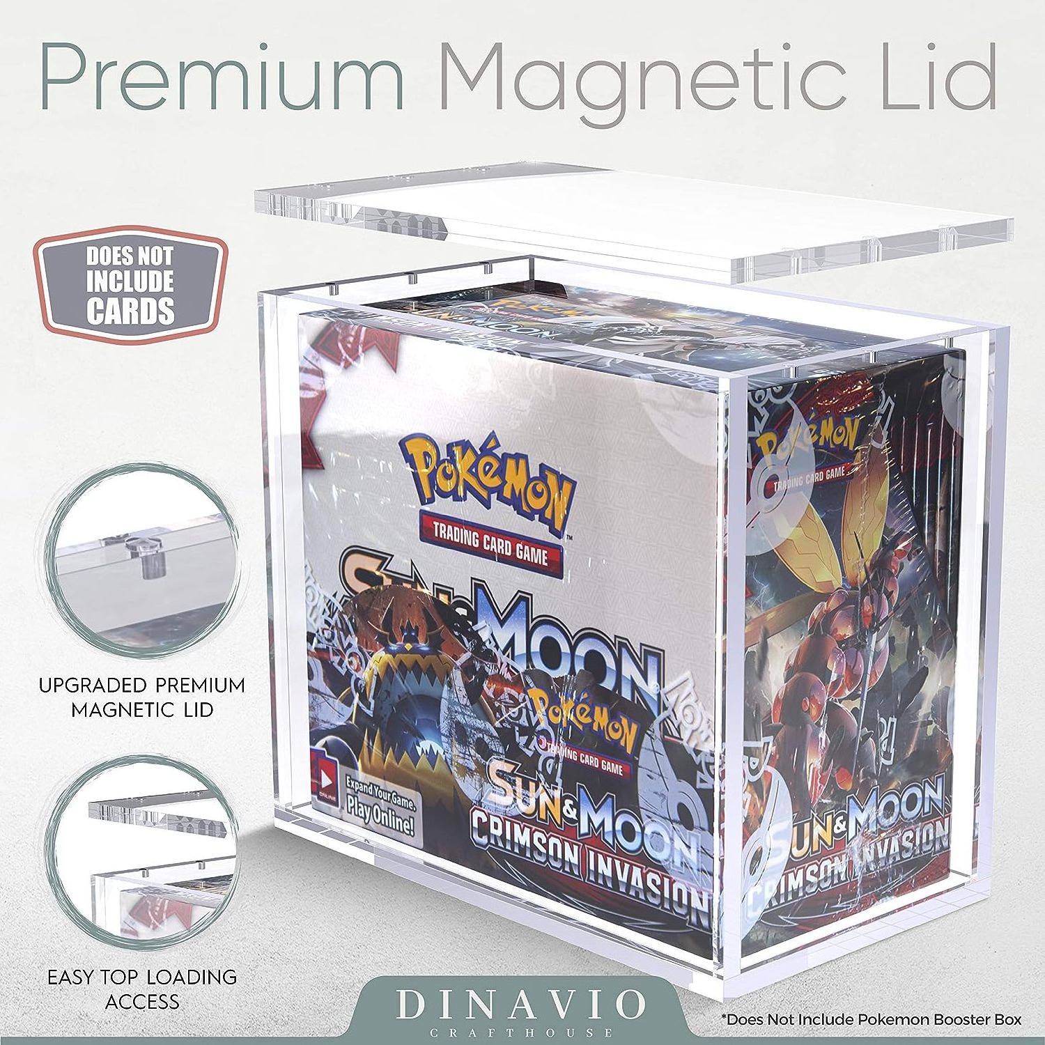 Custom Strong Magnet Uv Clear Acrylic Pokemon Etb Display Case Evolutions Booster Box Protector For Pokemon Etb