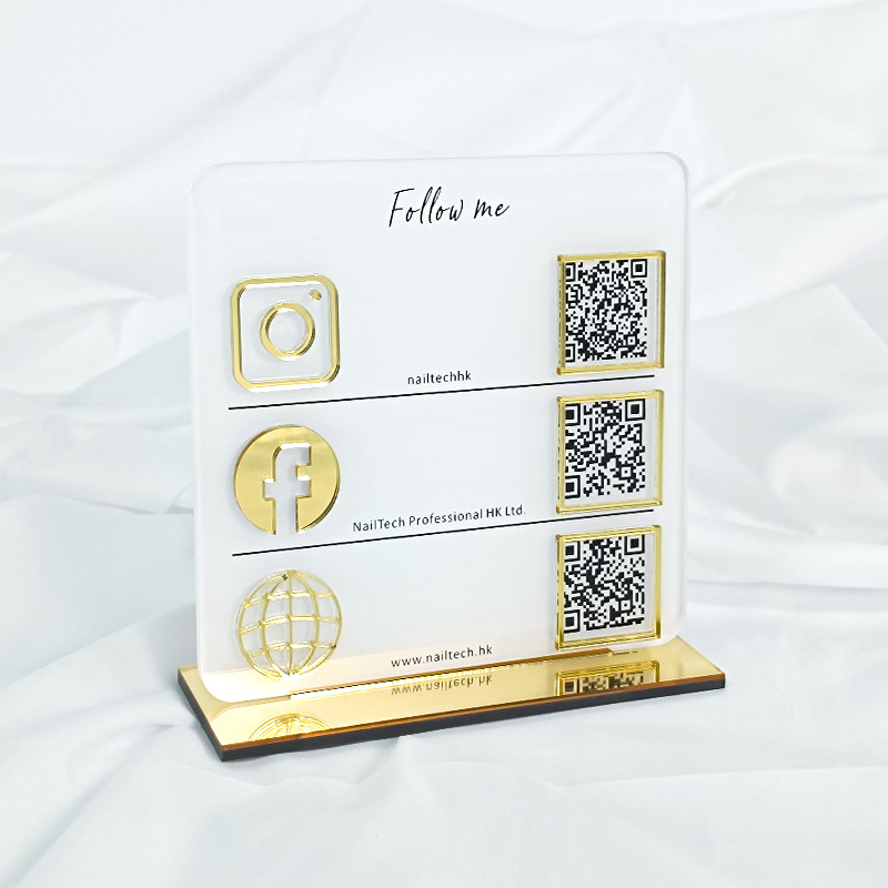 Scanning QR Code Acrylic Glass Plexiglass Organic Glass Decorations Boards Business Social Media Sign With Stand