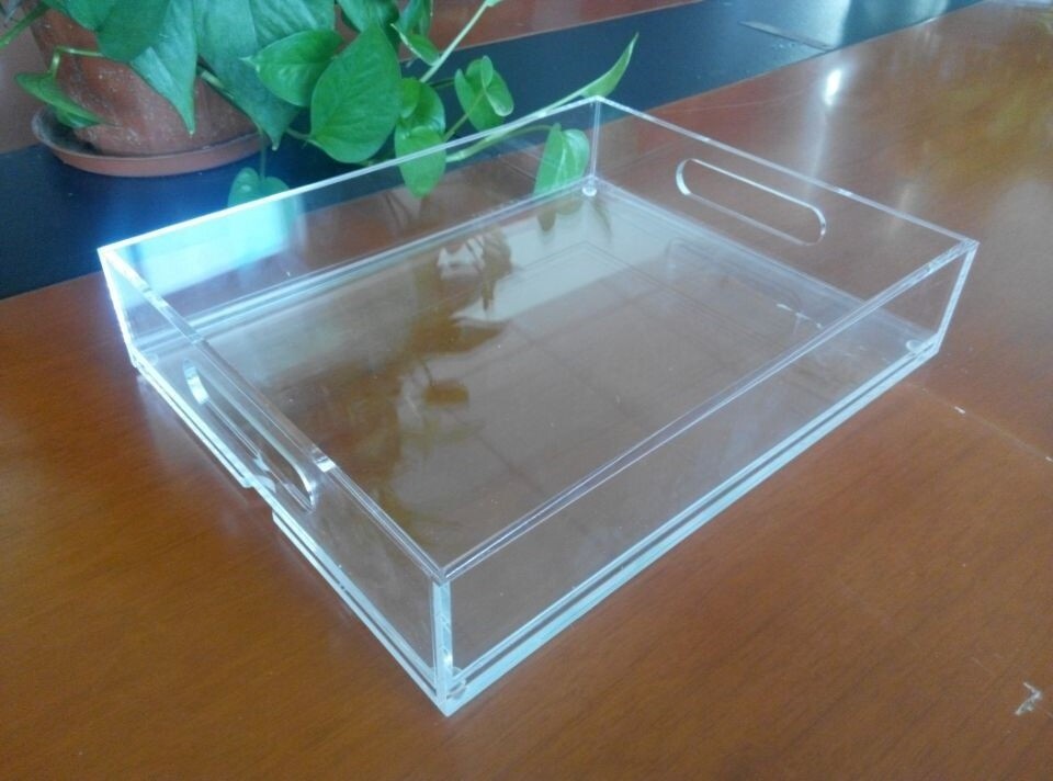 Factory Produce Hotel Plastic Tray 8.5x11 Inches Acrylic Serving Tray with Insert Layer Clear Acrylic Tray