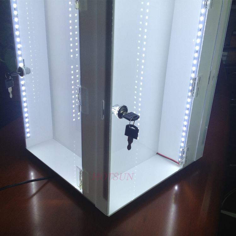 Supermarket acrylic display case for mobile accessories Stand Holder 360 Rotating Acrylic LED Light