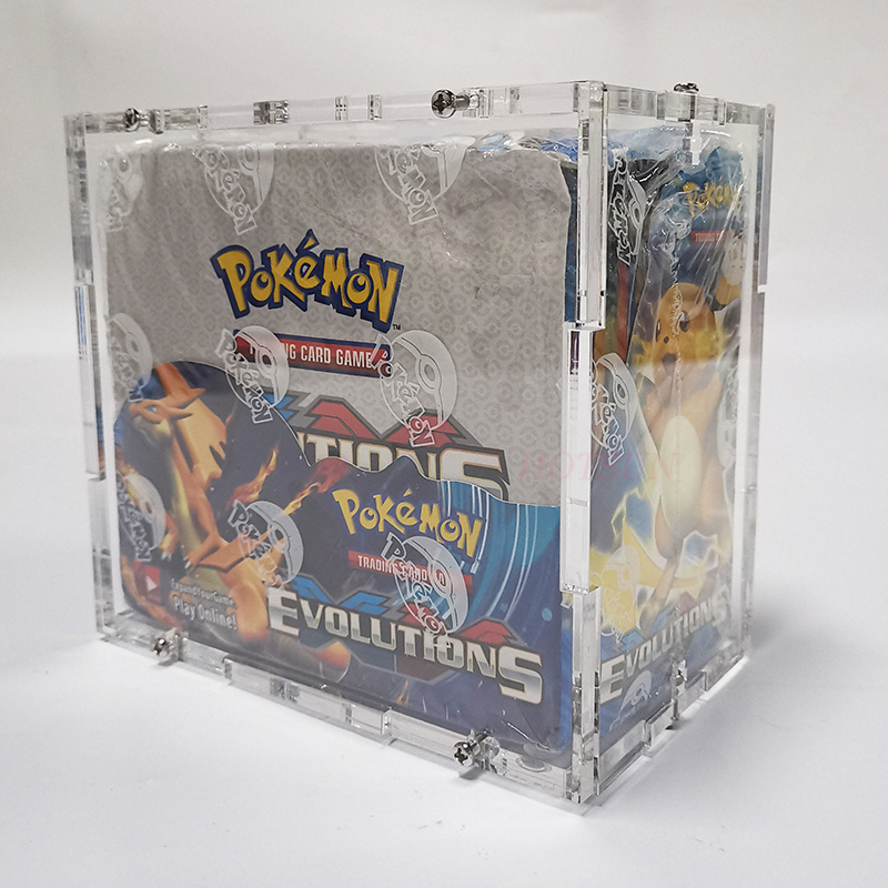 acrylic pokemoned tcg origin booster box Custom design stackable  Clear display box with magnetic lid  packs case