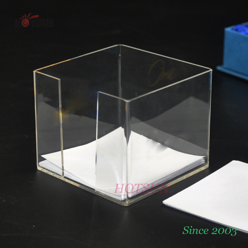 Wholesale 4x4 Inches Notepad Holder Plastic Stationery Tray Clear Square Acrylic Memo Pad Holder