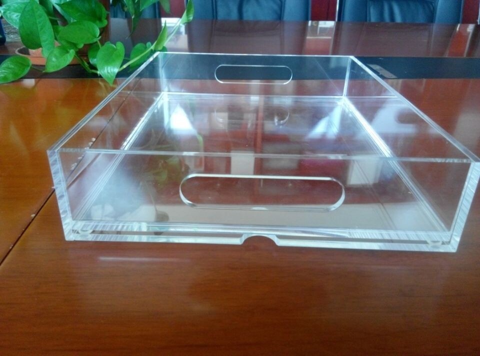 Factory Produce Hotel Plastic Tray 8.5x11 Inches Acrylic Serving Tray with Insert Layer Clear Acrylic Tray