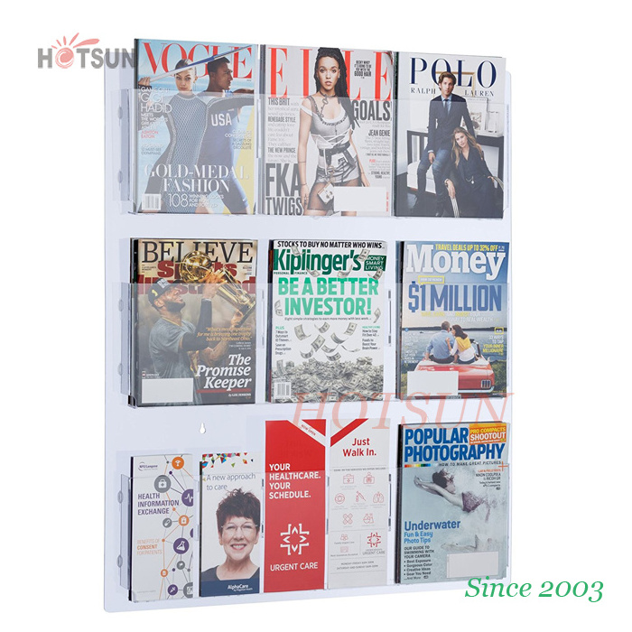 Hanging Magazine Rack Wall Mounted Newspaper Acrylic Brochure Holder