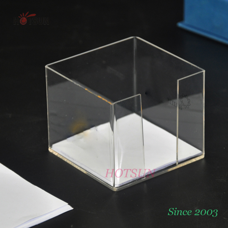 Wholesale 4x4 Inches Notepad Holder Plastic Stationery Tray Clear Square Acrylic Memo Pad Holder