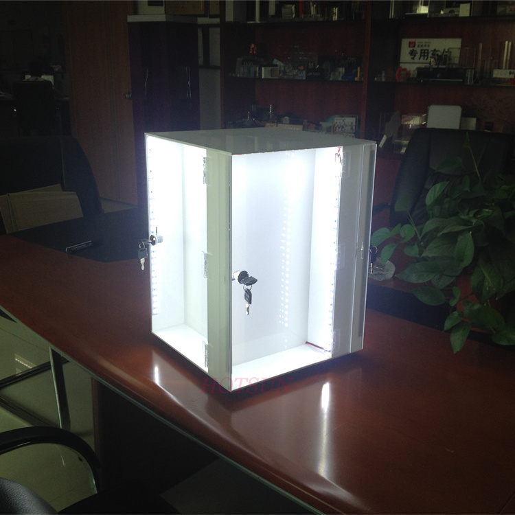 Supermarket acrylic display case for mobile accessories Stand Holder 360 Rotating Acrylic LED Light