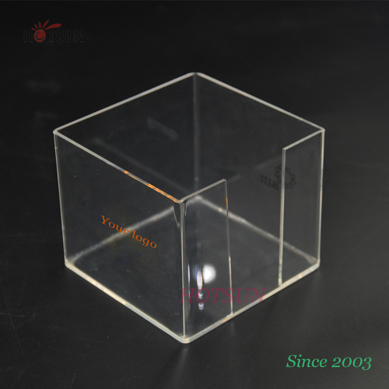 Wholesale 4x4 Inches Notepad Holder Plastic Stationery Tray Clear Square Acrylic Memo Pad Holder