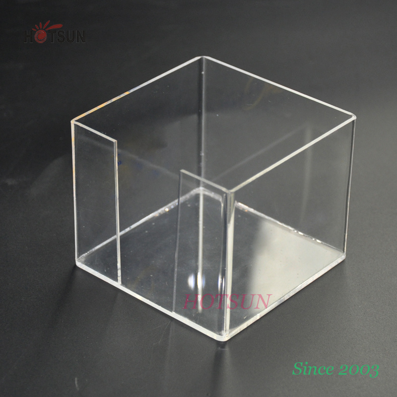 Wholesale 4x4 Inches Notepad Holder Plastic Stationery Tray Clear Square Acrylic Memo Pad Holder