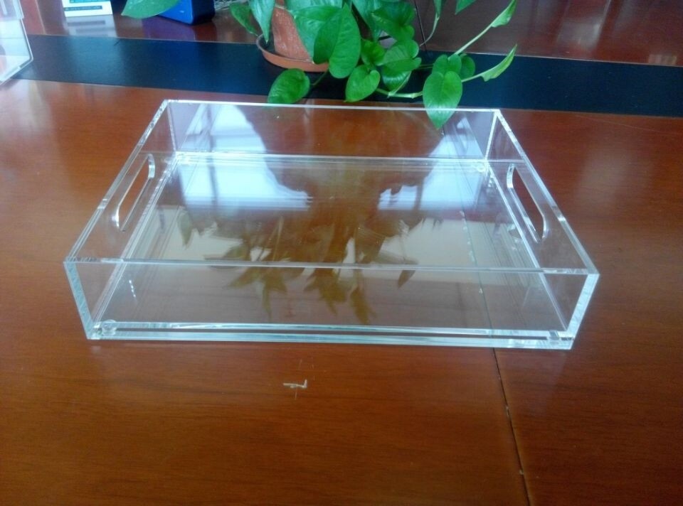 Factory Produce Hotel Plastic Tray 8.5x11 Inches Acrylic Serving Tray with Insert Layer Clear Acrylic Tray