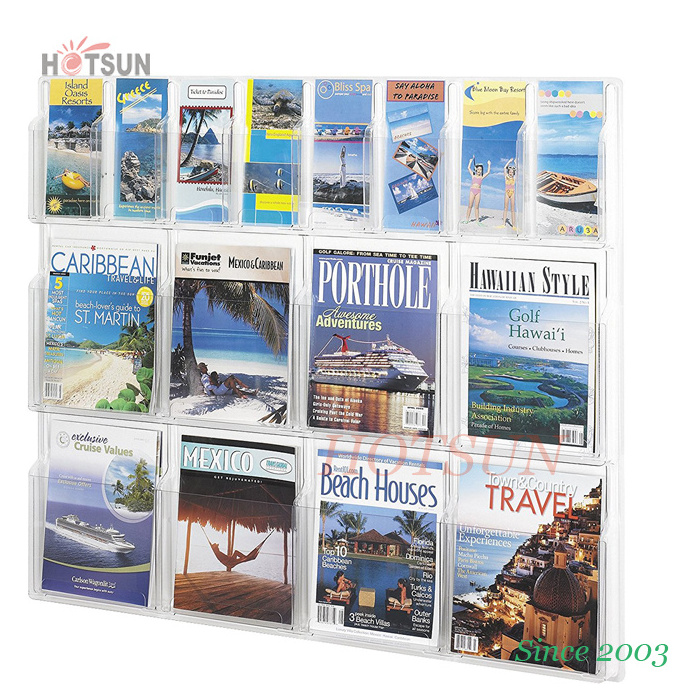 Hanging Magazine Rack Wall Mounted Newspaper Acrylic Brochure Holder