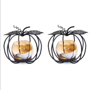 Handmade Matte Tea Light Candle Holder Pumpkin Glass Votive Candle Holder Indoor Romantic Decor Bar Party Candle Holder