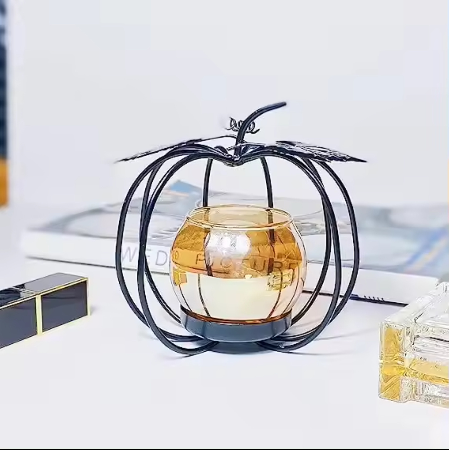 Handmade Matte Tea Light Candle Holder Pumpkin Glass Votive Candle Holder Indoor Romantic Decor Bar Party Candle Holder